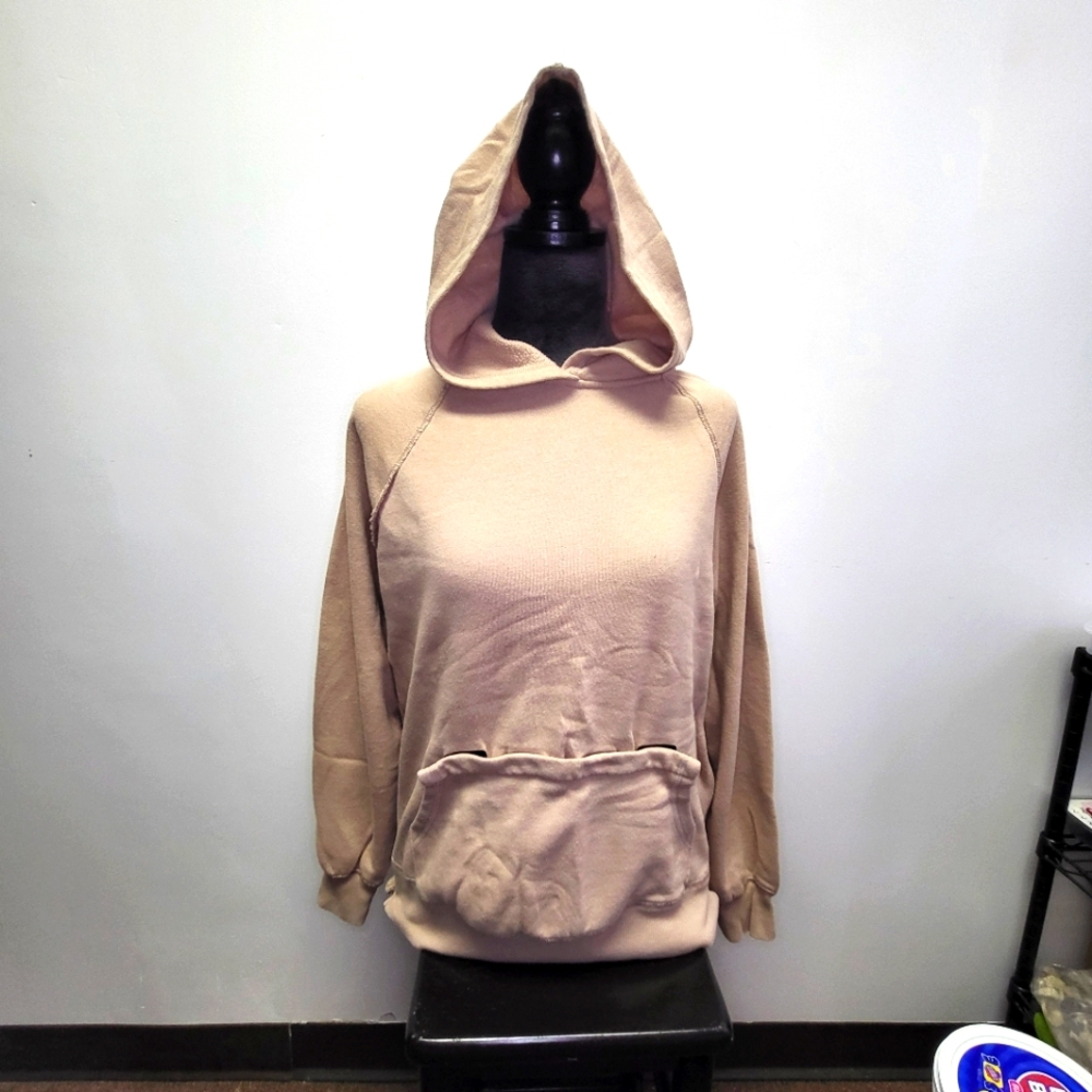 Tan hoody with velcro pouch size medium